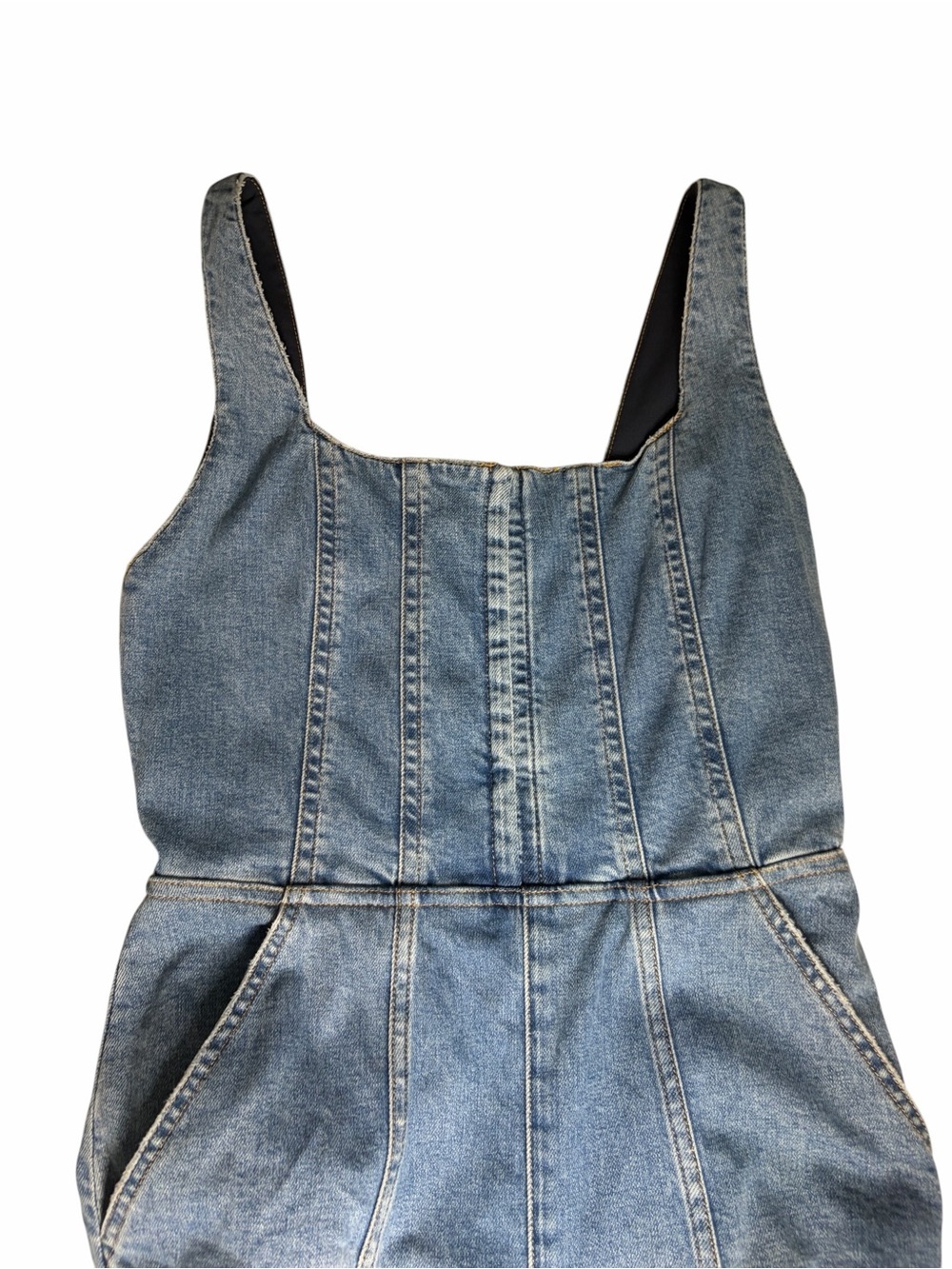 Alice + Olivia Chels Denim Corset Sleveless Jumpsuit Jeans - Light Blue - Picture 6 of 11